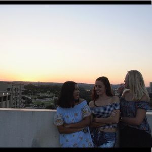 Zara Off the shoulder seersucker embroidered dress